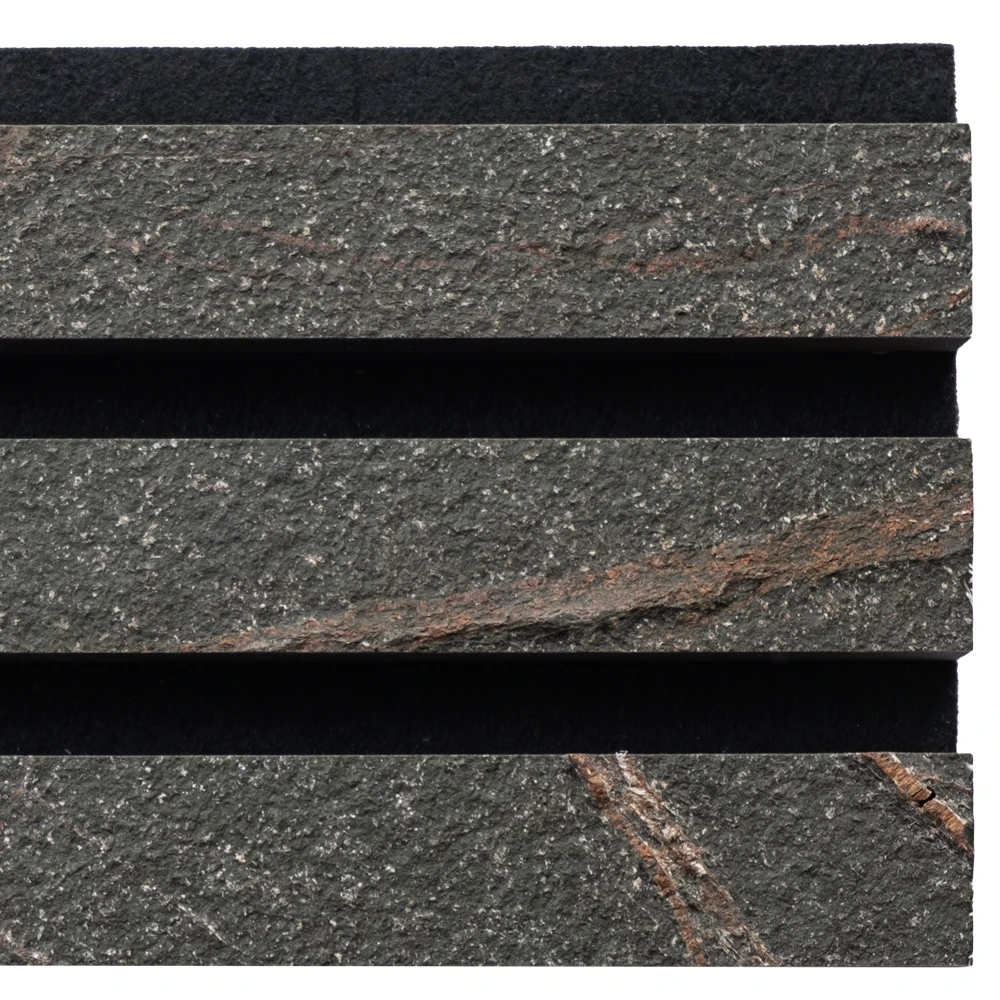 Akustik Stein Rustik MDF Schwarz Filz schwarz